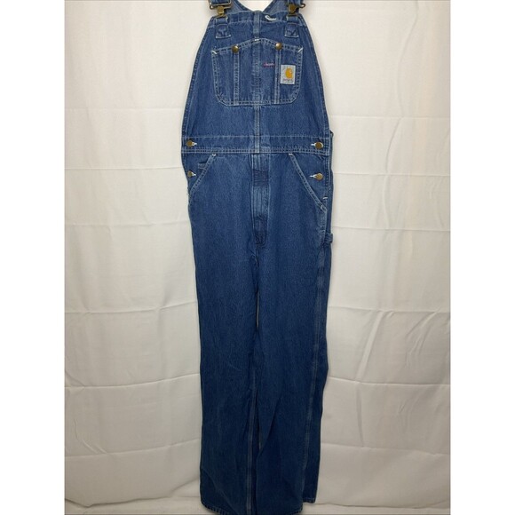 Vintage Carhartt Bib Overalls Men’s 30x36 RN 14806 Denim R07DST Union Made USA